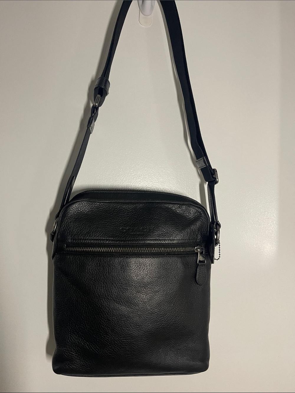Coach Men’s Houston Black Pebbled Leather Flight Crossbody Bag - Picture 2 of 16